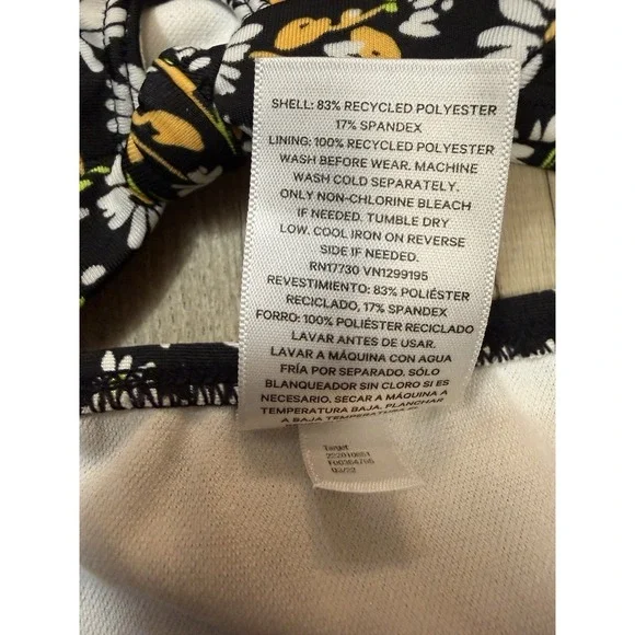 Girls Art Class Daisy Floral One Piece Swimsuit Size 8 Black Cutout Knot Front - Picture 6 of 6